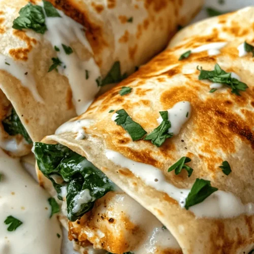 Looking for a quick and delicious meal that satisfies your cravings while being easy to prepare? Look no further than our Cheesy Garlic Chicken Wraps! This delightful dish is not only bursting with flavor, but it’s also incredibly versatile, making it perfect for lunch, dinner, or even a snack. Imagine tender, juicy chicken seasoned to perfection, combined with gooey cheese and fresh spinach, all wrapped in a soft tortilla. It’s an irresistible combination that will have your family coming back for seconds.
