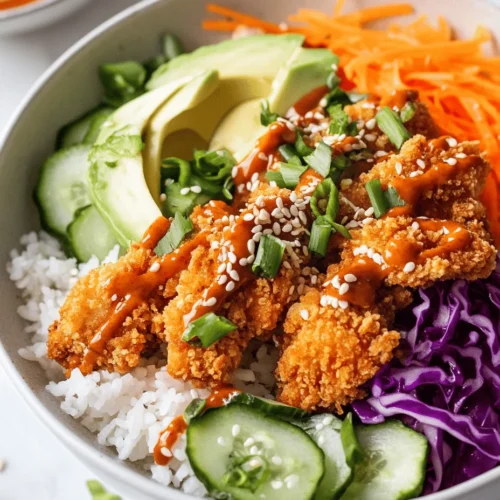 Bang Bang Chicken Bowls have quickly become a favorite among food enthusiasts and home cooks alike, merging the crispiness of fried chicken with an array of vibrant vegetables, all enveloped in a rich, creamy sauce. This dish is not only visually appealing but also tantalizingly delicious. The juxtaposition of textures—from the crunch of the chicken to the freshness of the vegetables—creates a satisfying meal that is both hearty and refreshing. The creamy Bang Bang sauce, with its sweet and spicy undertones, is the star of the show, elevating every bite and making it a hit on dinner tables and restaurant menus across the globe.
