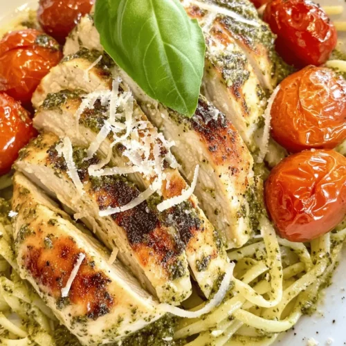 Pesto, a classic Italian sauce made from fresh basil, garlic, pine nuts, Parmesan cheese, and olive oil, has a rich history that dates back centuries. Traditionally hailing from the Genoa region, pesto's vibrant green hue and robust flavor have made it a beloved staple in Italian cuisine. Its versatility means it can be used in a variety of dishes, from pasta to sandwiches to marinades. In this recipe, pesto serves as the star ingredient, lending its aromatic and herbaceous notes to the creamy sauce that envelops the chicken.