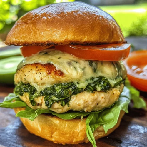 The Cheesy Spinach Stuffed Chicken Burger combines the lean, tender qualities of ground chicken with the rich flavors of creamy white cheddar cheese and the vibrant, nutrient-packed goodness of fresh spinach. This combination creates a burger that is not only satisfying but also bursting with flavor and nutrition. If you’re looking for a meal that’s quick to prepare yet impressive enough for a family dinner or a weekend barbecue, this recipe is the perfect choice.