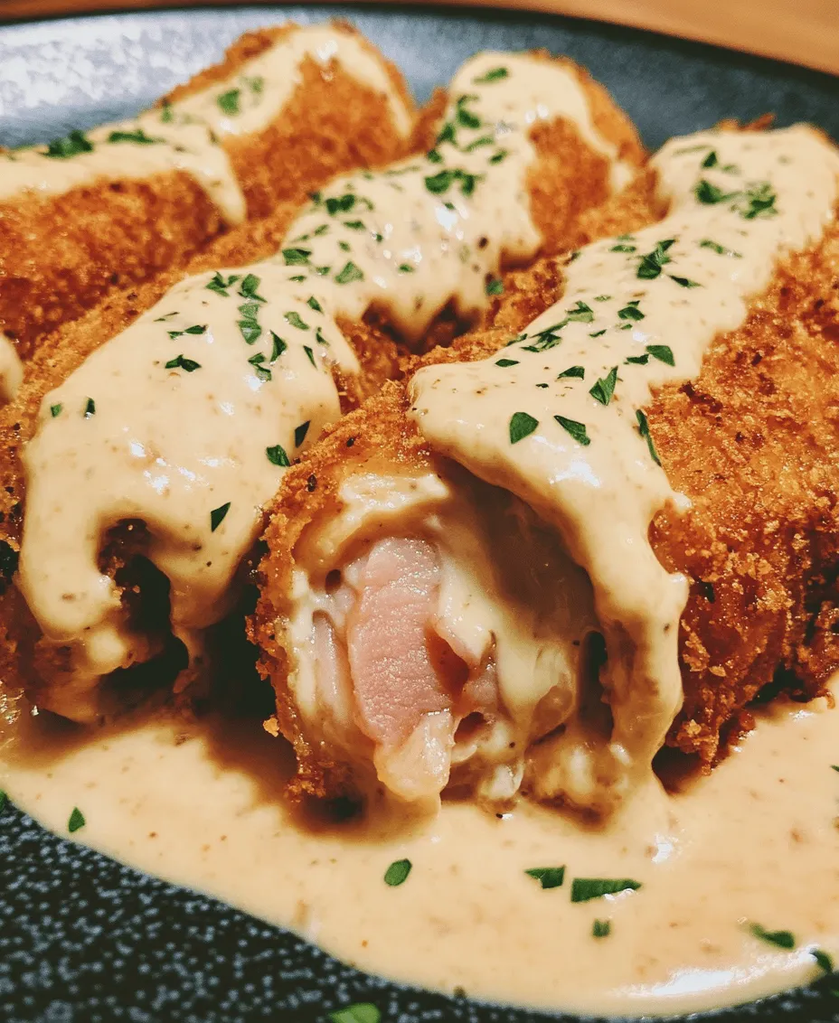 Chicken Cordon Bleu is a timeless classic that has graced the tables of home cooks and fine dining establishments alike. This delectable dish features tender chicken breasts stuffed with savory ham and gooey Swiss cheese, all enveloped in a crispy golden-brown coating. Topped with a rich, creamy Swiss cheese sauce, Chicken Cordon Bleu is not just a meal; it’s an experience that enchants the senses. Whether you’re hosting a dinner party or seeking a comforting family meal, mastering this recipe will surely impress your guests and elevate your culinary repertoire.