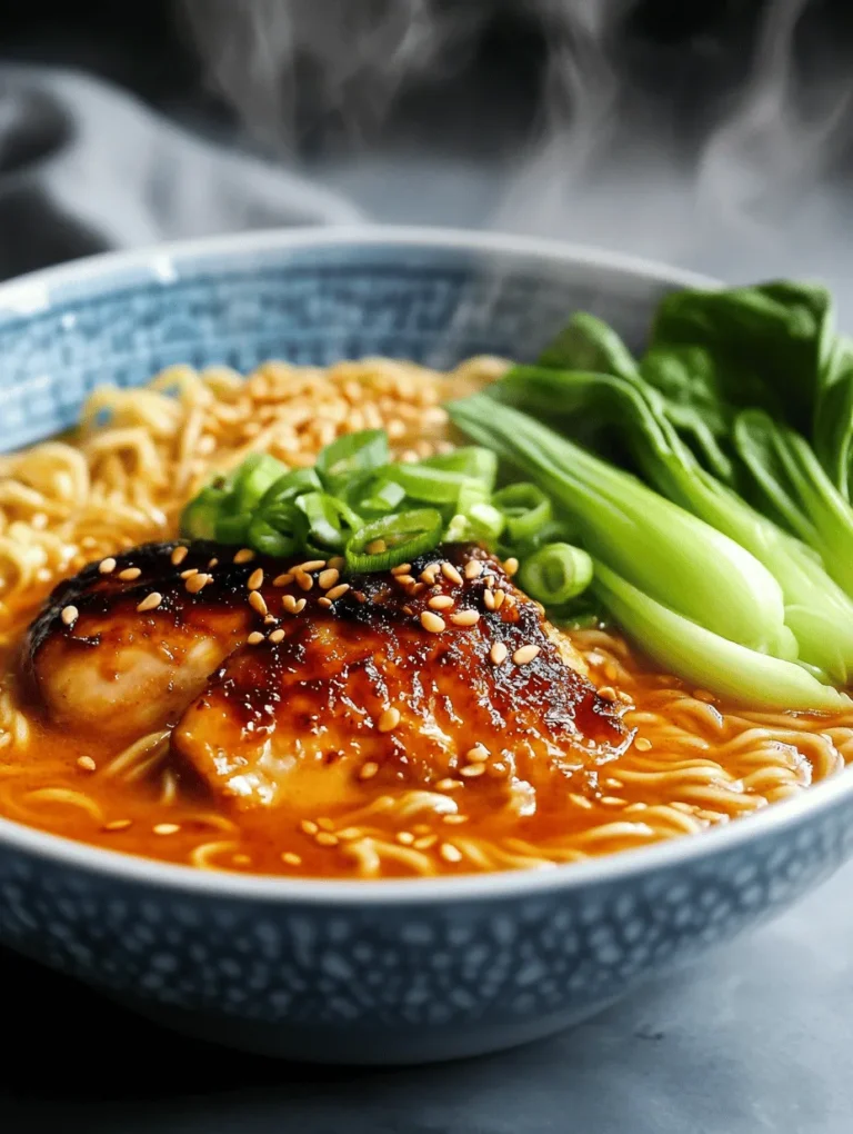 Ramen is more than just a bowl of noodles; it is a beloved comfort food that has captured the hearts and appetites of people around the globe. Originating from Japan, this versatile dish has evolved into countless variations, each bringing its own unique flavors and ingredients to the table. Today, we are diving into a particularly exciting rendition of this classic: Fiery Chicken Ramen with Creamy Garlic Sauce. This dish is a celebration of spicy and creamy, combining tender chicken thighs marinated in a vibrant gochujang sauce with a rich and luscious garlic-infused broth.