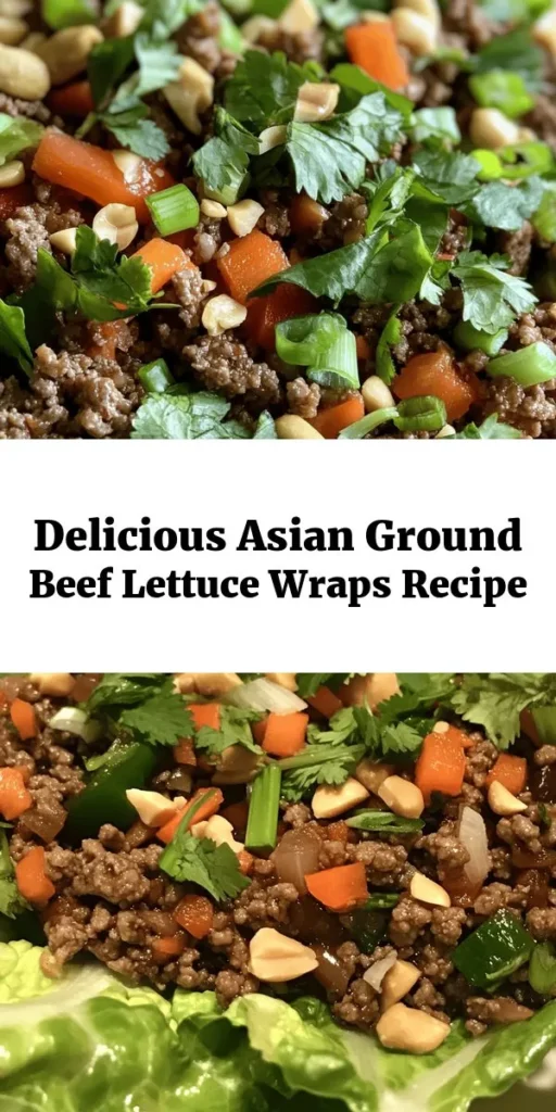 Satisfy your cravings with these easy Asian-Style Ground Beef Lettuce Wraps! Packed with lean beef, fresh veggies, and a savory sauce, this dish is perfect for a quick weeknight dinner or a fun appetizer. In just 30 minutes, you can whip up a flavorful meal that's both healthy and delicious. Serve it with lettuce leaves, and don’t forget to top with green onions, peanuts, or cilantro for extra flair. Get ready to enjoy a delightful burst of flavors!