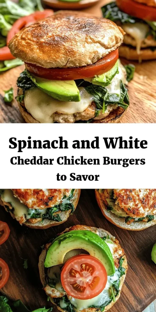 Try these delicious White Cheddar and Spinach Chicken Burgers for a healthy twist on a classic favorite! Made with juicy ground chicken, fresh spinach, and melty white cheddar, these burgers are packed with flavor. They’re easy to make in just 30 minutes and perfect for a quick weeknight dinner. Serve them on whole wheat buns with your favorite toppings like avocado and lettuce for a satisfying meal. Your family will love this tasty treat!