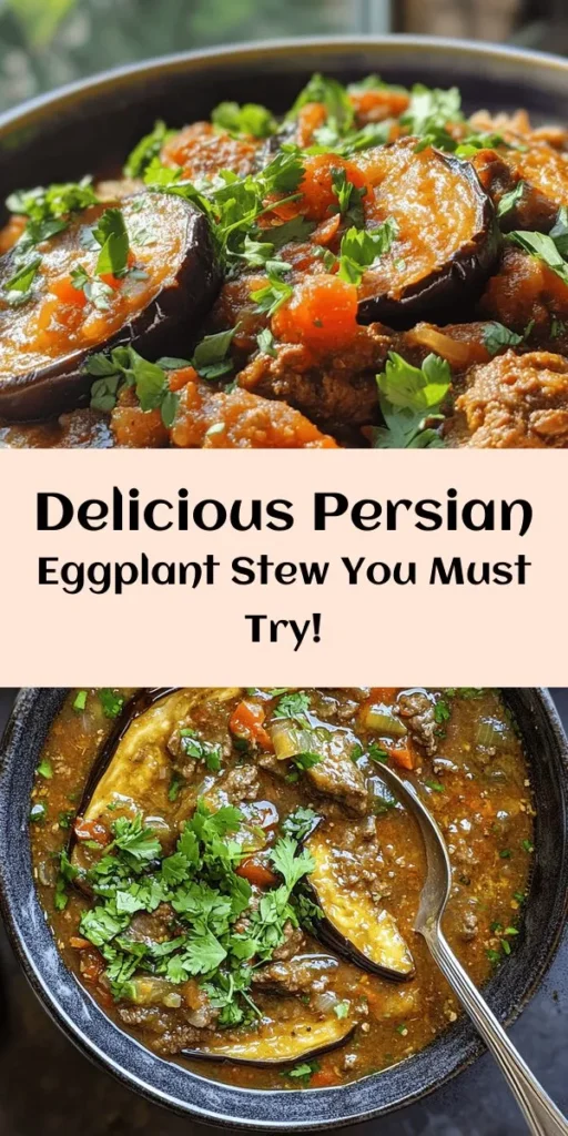 Discover the rich flavors of Khoresh Bademjan, a delightful Persian eggplant stew that combines tender beef or lamb with luscious eggplants. Perfect for a cozy dinner, this dish is packed with spices like turmeric, cinnamon, and cumin, creating a taste sensation that’s both comforting and exotic. Serve it over fluffy Persian rice and finish with fresh herbs for a beautiful presentation. Your family will love this hearty, warming meal that's ideal for sharing!
