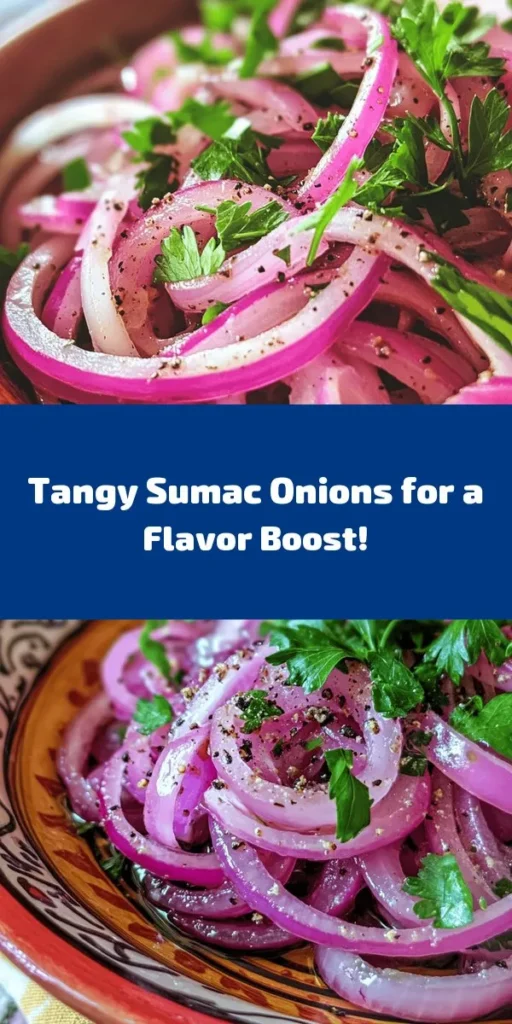 Elevate your meals with these delicious Sumac Onions! With just a few simple ingredients like red onions, olive oil, and the zingy flavor of sumac, this easy recipe creates a vibrant side dish or topping. Let the onions marinate to enhance their sweetness and absorb the tangy dressing. Perfect for salads, sandwiches, or as a flavorful accompaniment to your favorite dishes. Fresh parsley adds a beautiful finishing touch! Enjoy the burst of flavor in every bite.