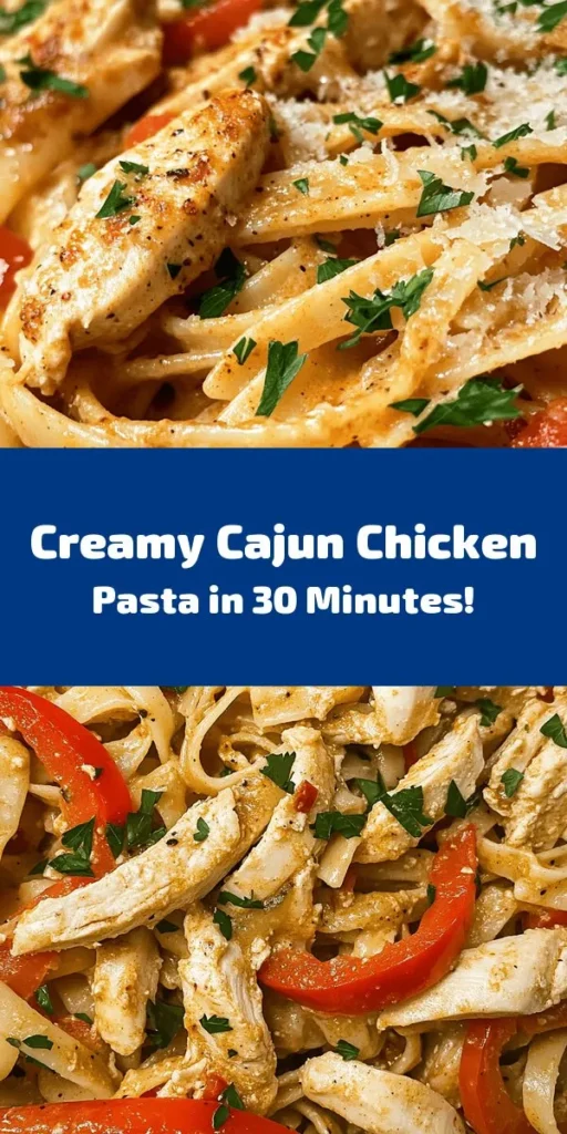 Savor the bold flavors of this Creamy Cajun Chicken Pasta! Perfect for a weeknight dinner, this dish combines tender fettuccine with seasoned chicken, vibrant veggies, and a luscious cream sauce that's sure to impress. With just 30 minutes from prep to plate, it's both quick and delicious. Top it off with fresh parsley and extra Parmesan for a delightful finish. Get ready for a comforting meal that packs a punch!