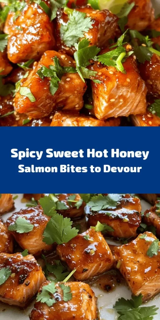 Indulge in these irresistible Hot Honey Salmon Bites! Perfectly cooked salmon cubes are tossed in a spicy and sweet hot honey sauce, taking your taste buds on an adventure. With just a few simple ingredients, including honey, sriracha, and lime juice, this dish is quick to prepare and bursts with flavor. Garnished with fresh cilantro and served with zesty lime wedges, it's an ideal appetizer or main course. Enjoy a delightful meal in just 30 minutes!