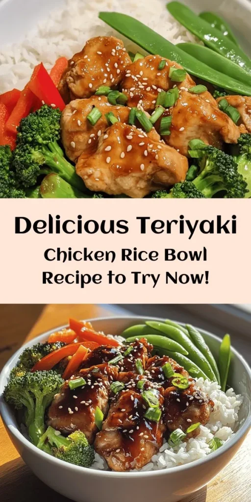 Elevate your dinner game with this mouthwatering Sweet & Savory Teriyaki Chicken Rice Bowl! Featuring tender, marinated chicken thighs sautéed to perfection, this dish pairs beautifully with fluffy rice and vibrant veggies like broccoli, snap peas, and bell peppers. Drizzle with homemade teriyaki sauce and garnish with fresh green onions and sesame seeds for a deliciously balanced meal that’s sure to impress. Easy to make and full of flavor, it's perfect for any night of the week!