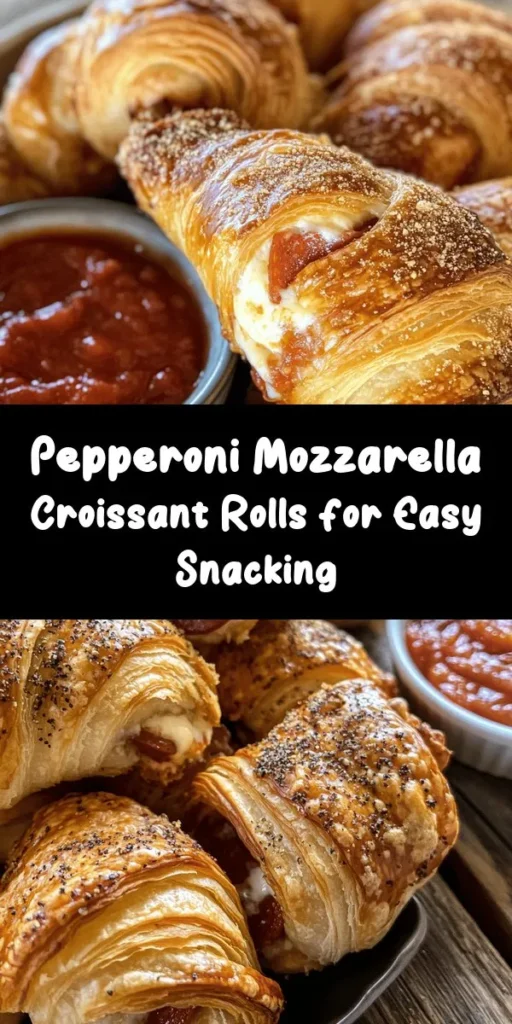 Indulge in these delicious Mozzarella Pepperoni Croissant Rolls that are perfect for a quick snack or party appetizer! Made with just a few simple ingredients, these flaky croissants are filled with gooey mozzarella and savory pepperoni, seasoned to perfection. Easy to make and ready in just 25 minutes, they pair wonderfully with marinara sauce for dipping. Get ready to impress your friends and family with this mouthwatering treat!