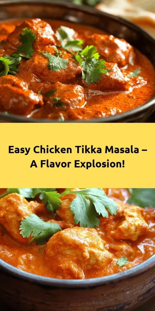 Indulge in the rich flavors of Chicken Tikka Masala, a beloved classic that's perfect for any occasion! This savory dish features marinated chicken cooked to perfection in a creamy, spiced sauce made with aromatic spices and coconut milk. It's easy to prepare and pairs wonderfully with basmati rice or naan. Whether it's a cozy family dinner or entertaining guests, this recipe is sure to impress. Try it today and experience the taste of tradition!