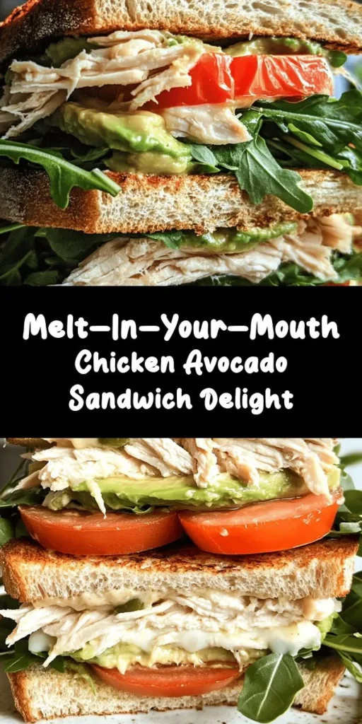 Discover the ultimate comfort food with this Chicken Avocado Melt Sandwich recipe! Packed with shredded chicken, creamy mashed avocado, and melted mozzarella, each bite is a delicious blend of flavors. With just a few simple ingredients like Greek yogurt, lime juice, and a hint of garlic, this sandwich is not only easy to make but also incredibly satisfying. Perfect for lunch or a cozy dinner, serve it with fresh arugula and slices of tomato for added freshness. Get ready to indulge!
