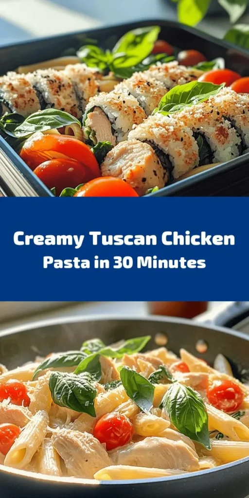 Experience a taste of Italy with this Tuscan Chicken Pasta Delight! This quick and easy recipe combines tender penne pasta, juicy chicken, and fresh veggies in a creamy Parmesan sauce. Perfect for busy weeknights, this dish is ready in just 30 minutes. With flavors of garlic, cherry tomatoes, and basil, it’s sure to be a family favorite. Serve warm and enjoy a delightful meal! Don't forget to garnish with extra Parmesan and fresh basil.