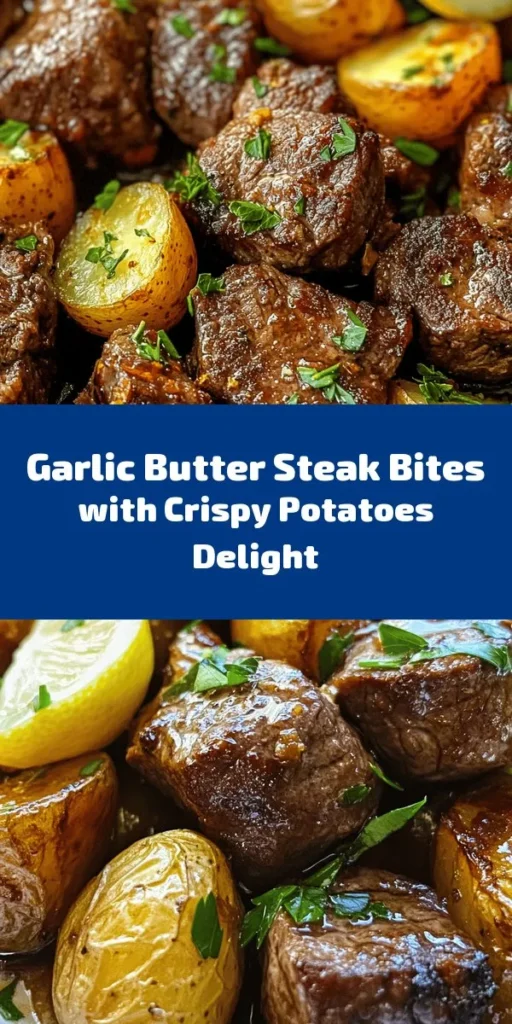 Indulge in these Garlic Butter Steak Bites with crispy roasted baby potatoes for a delicious meal everyone will love! This easy recipe combines tender sirloin steak and perfectly seasoned potatoes, all drizzled with a rich garlic butter sauce. It’s quick to prepare, taking only 40 minutes from start to finish. Ideal for a weeknight dinner or special occasion, garnish with fresh parsley and serve with zesty lemon wedges for an extra burst of flavor. Enjoy!