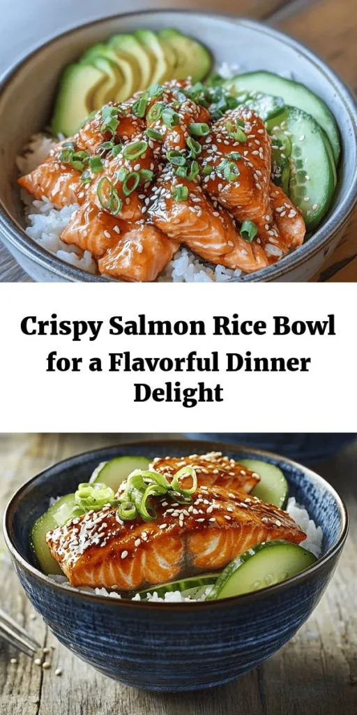 Discover the ultimate Crispy Salmon and Rice Bowl that blends flavors and textures in every bite! This easy recipe features perfectly cooked sushi rice topped with crunchy, skin-on salmon, creamy avocado, and fresh cucumber. Drizzled with a delicious soy-honey glaze and garnished with green onions and sesame seeds, it's a feast for your taste buds. Perfect for a quick dinner or meal prep, this bowl is both satisfying and nutritious. Dive in and enjoy!