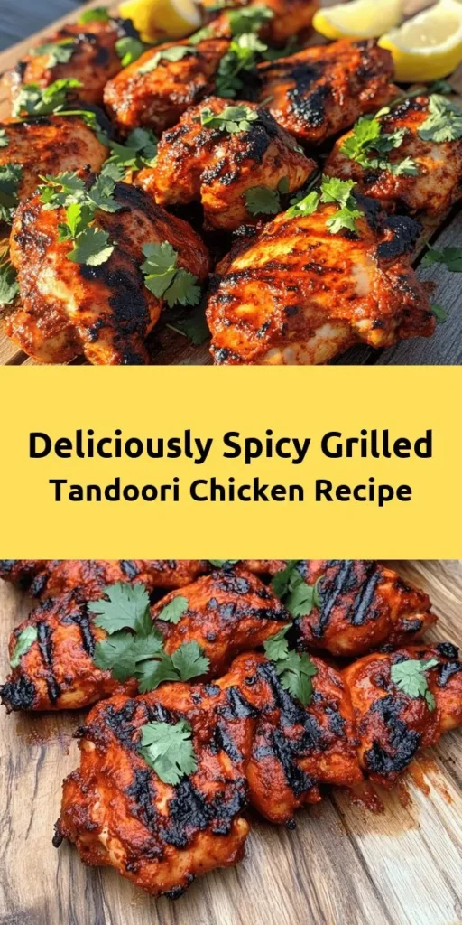 Get ready to fire up your grill with this Spicy & Smoky Grilled Tandoori Chicken recipe! Marinated in a rich blend of yogurt, spices, and aromatics, these juicy chicken thighs are bursting with flavor. Perfect for a weekend cookout or a weeknight dinner, this dish pairs wonderfully with naan or rice. Don't forget to garnish with fresh cilantro and lemon wedges for that extra zing! Easy to make, and sure to impress. Enjoy the smoky goodness!