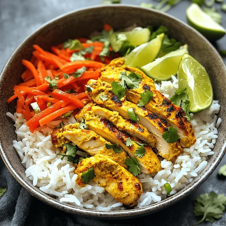 The Coconut Chicken Rice Bowl is a delightful dish that brings a burst of tropical flavors to your dining table. This savory meal combines tender chicken, aromatic rice cooked in creamy coconut milk, and vibrant vegetables, creating a harmonious blend that is both satisfying and nutritious. The unique fusion of coconut's sweetness with the savory notes of chicken and vegetables makes this dish a favorite among food enthusiasts, offering a wholesome and fulfilling meal option for any occasion.