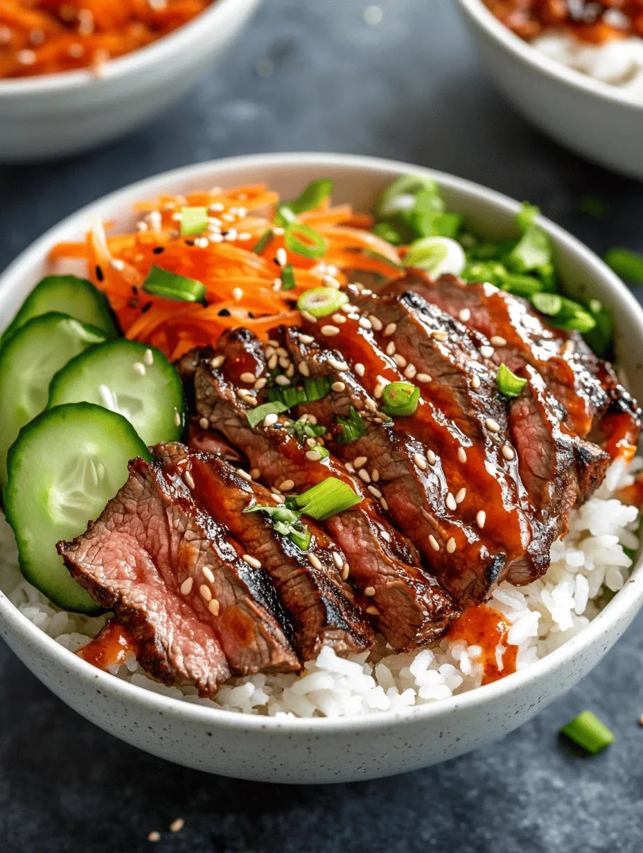 Korean BBQ Steak Rice Bowls with Spicy Cream Sauce are a delightful fusion of flavors that encapsulate the vibrant tastes of Korean cuisine, bringing a mouthwatering experience right to your table. This dish features tender, marinated flank steak served over a bed of fluffy rice, complemented by the crunch of fresh vegetables and the tangy kick of kimchi, all topped with a rich and spicy cream sauce that elevates each bite. Whether you're planning a dinner party to impress your guests or seeking a quick yet satisfying weeknight meal, this recipe is sure to become a favorite.