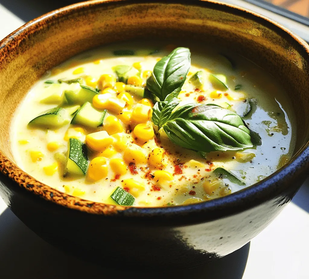 As summer rolls in, so does an abundance of fresh produce, inviting us to create dishes that embody the season's vibrant flavors. Among these culinary delights, <strong>Summer Corn and Zucchini Chowder</strong> stands out as a refreshing, comforting option that captures the essence of warm sunny days. This creamy, hearty chowder not only provides a soothing warmth during cooler summer evenings but also showcases a delightful array of seasonal vegetables that are both nourishing and delectable.” /></p>
</p>
<h3>Ideal Cooking Times and Temperatures for Onions and Garlic</h3>
</p>
<p>To achieve the perfect aromatic base for your Summer Corn and Zucchini Chowder, it is essential to properly cook the onions and garlic. Begin by heating a large pot over medium heat and adding a splash of olive oil. Once the oil is shimmering, add one finely chopped onion. Cook the onions for about 5-7 minutes, stirring occasionally until they become translucent and slightly golden. This process releases their natural sweetness and enhances the overall flavor of the chowder.</p>
</p>
<p>Next, add minced garlic to the pot. Garlic cooks quickly and can turn bitter if overcooked, so be mindful of the timing. Sauté the garlic for about 1-2 minutes, just until it becomes fragrant but not browned. This aromatic base is a key component of chowder, laying the foundation for the rich and robust flavors that will develop throughout the cooking process.</p>
</p>
<h3>Adding Vegetables and Spices</h3>
</p>
<p>The beauty of chowder lies in its combination of fresh vegetables, and for this recipe, we’ll be including zucchini and sweet corn. After the onions and garlic are perfectly sautéed, it’s time to add the zucchini. Dice two medium zucchinis into bite-sized pieces and add them to the pot. Cook for an additional 3-4 minutes. This allows the zucchini to soften slightly while retaining some of its crunch.</p>
</p>
<p>Next, sprinkle in a teaspoon of smoked paprika and half a teaspoon of dried thyme. These spices are significant in enhancing the flavor profile of your chowder, offering a warm, smoky undertone that perfectly complements the sweetness of the corn and the freshness of the zucchini. Stir well to ensure the spices coat the vegetables evenly, releasing their essential oils and aromas into the mix.</p>
</p>
<p>After the zucchini has softened, it’s time to add the corn. Fresh corn is ideal, but if it’s not in season, frozen corn will work perfectly as well. The key is to ensure even cooking and flavor distribution among all the ingredients. Stir the corn into the pot and let everything mingle together for about 2-3 minutes before moving on to the next step.</p>
</p>
<h3>Combining Broth and Corn</h3>
</p>
<p>Now that the vegetables are sautéed to perfection, it’s time to introduce the vegetable broth into the mix. Pour in 4 cups of vegetable broth, which is crucial in achieving a rich and flavorful chowder. The broth not only contributes depth but also helps in creating the desired consistency.</p>
</p>
<p>To ensure your chowder reaches the right texture, bring the mixture to a gentle boil, then reduce the heat to low and let it simmer. Simmering for about 15-20 minutes allows the flavors to meld together beautifully. This process is essential in developing the chowder’s flavor profile, as it allows the spices and aromatics to infuse into the broth, resulting in a harmonious blend of taste.</p>
</p>
<h3>Creating Creaminess</h3>
</p>
<p>To achieve that luscious, creamy texture that chowder is known for, you have a couple of options when it comes to blending. If you have an immersion blender, this is a convenient tool that allows you to blend the chowder directly in the pot, creating a smooth and creamy consistency without the need to transfer it to a blender. Blend the chowder until you reach your desired texture, typically just a few pulses will suffice.</p>
</p>
<p>If you prefer a regular blender, carefully ladle portions of the chowder into the blender and blend until smooth. Remember to leave some chunks for texture, as a completely smooth chowder may lose its character.</p>
</p>
<p>Once blended, return the chowder to the pot (if using a regular blender) and stir in one cup of coconut milk or heavy cream. Coconut milk offers a rich, dairy-free alternative that pairs beautifully with the other ingredients, while heavy cream provides a traditional creaminess that many people enjoy. Whichever you choose, this addition will elevate the chowder’s richness and give it that comforting mouthfeel.</p>
</p>
<h3>Final Seasoning and Serving</h3>
</p>
<p>Before serving, it’s essential to taste your chowder and adjust the seasonings to your preference. You may find that a pinch of salt or a dash of black pepper is all you need to elevate the flavors. Remember, seasoning is a personal affair, so feel free to adjust according to your taste buds.</p>
</p>
<p>When it comes to serving the chowder, presentation can make a significant difference. Ladle the chowder into bowls and consider garnishing with freshly chopped herbs, such as parsley or chives. Not only do fresh herbs add a pop of color, but they also enhance the flavor profile with their fresh, vibrant notes. If you enjoy a bit of heat, a sprinkle of red pepper flakes or a dash of hot sauce can provide an exciting kick.</p>
</p>
<h3>Nutritional Information</h3>
</p>
<p>This Summer Corn and Zucchini Chowder is not only delicious but also packed with nutrients. A typical serving contains approximately 250 calories, with the following macronutrient breakdown:</p>
</p>
<p>– <strong>Fat:</strong> 9g (primarily from coconut milk or cream)</p>
<p>– <strong>Carbohydrates:</strong> 40g (including fiber from the corn and zucchini)</p>
<p>– <strong>Protein:</strong> 5g (from the vegetables and broth)</p>
</p>
<p>Rich in vitamins and minerals, this chowder is a fantastic source of Vitamin A and C, potassium, and dietary fiber. The combination of corn and zucchini provides antioxidants that can help support overall health. Moreover, this dish is vegan-friendly and gluten-free, making it suitable for various dietary preferences.</p>
</p>
<h3>Conclusion</h3>
</p>
<p>The Summer Corn and Zucchini Chowder is a delightful dish that captures the essence of summer in every bite. With its vibrant flavors and health benefits, it encourages you to embrace seasonal cooking with fresh, local ingredients. Not only does this chowder nourish the body, but it also warms the soul, making it a perfect addition to your meal rotation.</p>
</p>
<p>Whether enjoyed on a warm summer day or as a comforting dish during cooler months, this chowder is sure to impress. So gather your ingredients, follow the steps, and savor the joy of creating a homemade dish that brings sunshine to your table. Enjoy the delicious flavors and nourishing qualities of this chowder, and share it with family and friends to spread the love of good food.</p>
<div id=
