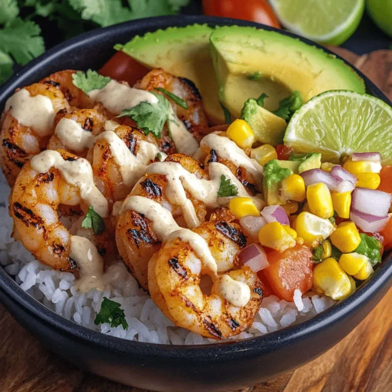 Imagine a dish that bursts with color and flavor, a vibrant medley of grilled shrimp nestled on a bed of fresh greens, topped with zesty corn salsa, and drizzled with a creamy garlic sauce. This Grilled Shrimp Bowl with Avocado, Corn Salsa, and Creamy Garlic Sauce is not just a meal; it’s a culinary celebration that brings together the best flavors of summer, all in one bowl.