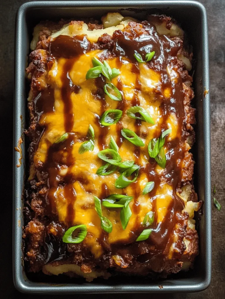 The Ultimate Loaded Potato Meatloaf is a comforting and hearty dish that brings together the best of two worlds—classic meatloaf and creamy, delicious mashed potatoes. This innovative recipe is perfect for family dinners, gatherings, or even meal prep for the week ahead. It combines the rich flavors of ground beef, savory bacon, and melted cheddar cheese, resulting in a meal that is not only satisfying but also incredibly versatile. Whether served as a main course alongside your favorite vegetables or sliced into sandwiches for lunch the next day, this meatloaf is sure to become a staple in your kitchen.