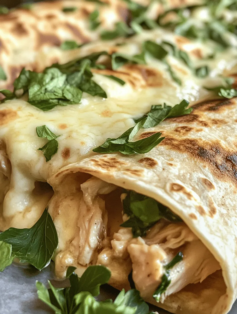 Welcome to the irresistible world of Cheesy Garlic Chicken Wraps! This dish is a delightful fusion of savory, cheesy goodness and the aromatic allure of garlic, making it a perfect choice for any occasion. Whether you’re looking for a quick meal to satisfy your hunger after a long day or planning a casual gathering with friends, these wraps are incredibly versatile and can easily be adapted to suit various tastes and dietary preferences.