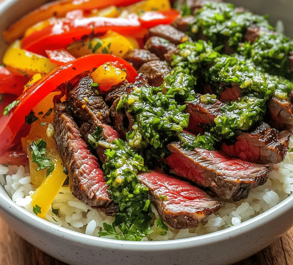 Welcome to a mouthwatering journey that brings together the robust flavors of skirt steak and the vibrant freshness of chimichurri sauce. Skirt Steak Rice Bowls with Chimichurri Sauce is not just a meal; it's an experience that tantalizes your taste buds and transports you to the bustling streets of Argentina, where this dish has its roots. The rich, savory notes of marinated skirt steak paired with a zesty, herbaceous chimichurri create a harmonious balance that is sure to please any palate.
