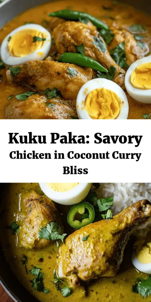Discover the flavors of East Africa with this Kuku Paka Delight, featuring tender chicken simmered in a rich coconut sauce. This easy recipe combines aromatic spices, fresh ginger, and zesty lime for a dish that’s bursting with flavor. Perfectly paired with rice, chapati, or ugali, it’s a comforting meal for any occasion. Garnish with fresh cilantro and optional boiled eggs to impress your family and friends. Dive into this culinary adventure today!