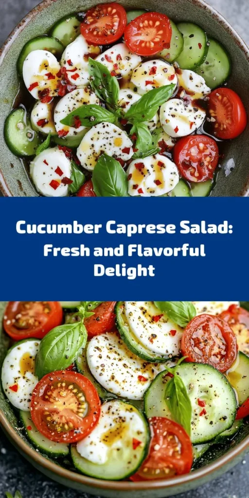 Enjoy a burst of freshness with this Cucumber Caprese Salad! Made with crisp cucumbers, juicy cherry tomatoes, and creamy mozzarella, combined with fragrant basil, this salad is drizzled with a delicious olive oil and balsamic dressing. Perfect as a light side dish or appetizer, it takes just 20 minutes to prepare. Plus, the optional red pepper flakes add a subtle kick. Try it for your next gathering and impress your guests!