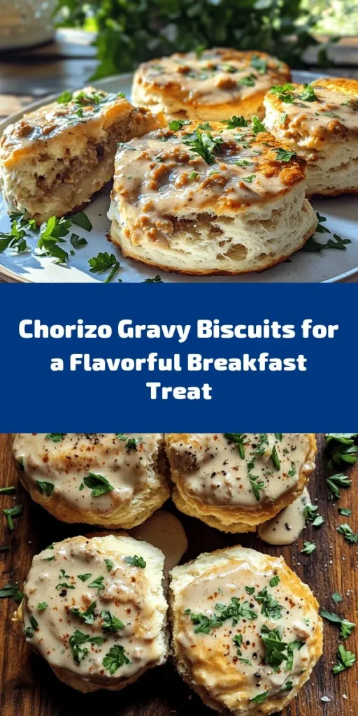 Indulge in these Chorizo Bliss Biscuits, a delightful twist on classic biscuits! Fluffy homemade biscuits are paired with a savory chorizo gravy that's rich and full of flavor. Perfect for breakfast or brunch, they come together in just 40 minutes. With crispy edges and a melt-in-your-mouth texture, they’re sure to become a family favorite. Top with fresh parsley for a pop of color and flavor. Try this recipe and elevate your comfort food game!