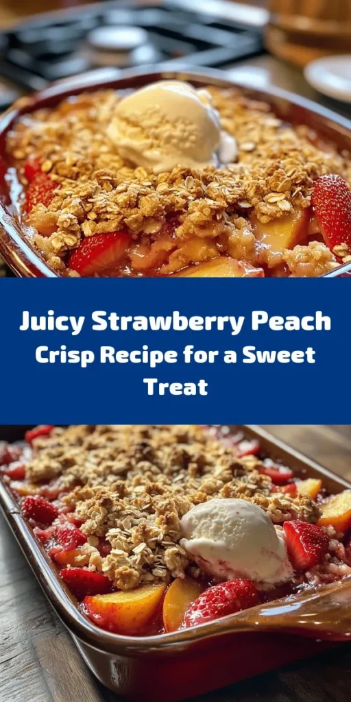 Indulge in this Strawberry Peach Crisp Delight, a perfect summer dessert that's bursting with fresh fruit flavors! This easy recipe combines sweet strawberries and juicy peaches, topped with a crunchy oat and brown sugar mixture. It bakes to golden perfection, making it a wonderful treat for gatherings or cozy nights at home. Serve it warm with a scoop of vanilla ice cream for an extra special touch. Your family will love this delicious, homemade dessert!