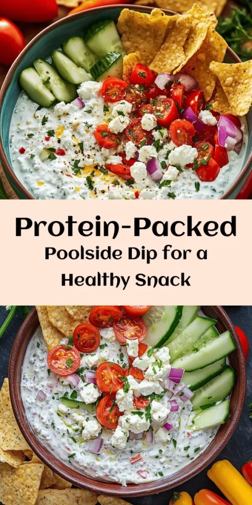 Dive into this healthy high-protein pool dip that’s perfect for summer gatherings! Made with creamy Greek yogurt and cottage cheese, shredded chicken, and fresh veggies, it's packed with flavor and nutrition. Simply mix the ingredients, chill, and enjoy with crunchy vegetable sticks or whole-grain pita chips. Garnished with juicy cherry tomatoes and optional feta, this dip is a crowd-pleaser that's easy to whip up and perfect for sharing!