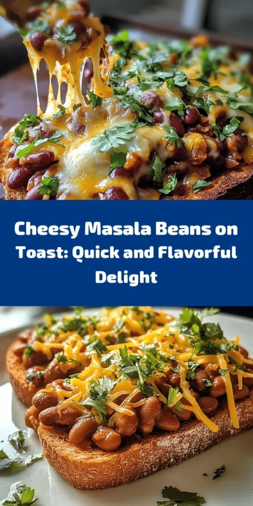 Treat yourself to a delicious and hearty meal with this Cheesy Masala Beans on Toast recipe! Featuring kidney beans sautéed with aromatic spices and melted cheese, this dish is both filling and flavorful. Simply sauté onions, garlic, and ginger, mix in the spices and beans, then serve over crispy wholegrain bread. Garnish with cilantro and a splash of lemon juice for a refreshing touch. Perfect for a quick lunch or dinner, and ready in just 30 minutes!