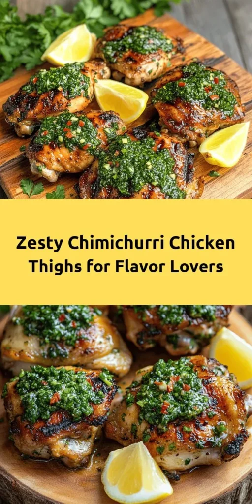 Transform your dinner with these Chimichurri Chicken Thighs, bursting with flavor and a zesty twist! This recipe features juicy bone-in chicken thighs marinated in a vibrant mix of parsley, cilantro, garlic, and spices, grilled or baked to perfection. Easy to prepare and perfect for any occasion, serve it with your favorite sides for a delicious meal. Ready in just 1 hour and 15 minutes, it’s a dish your family will love!