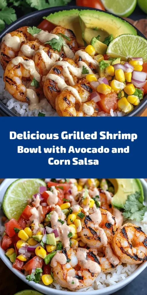 Dive into this vibrant Grilled Shrimp Bowl loaded with flavor! Juicy grilled shrimp seasoned with smoked paprika sit atop a bed of rice, paired with creamy avocado and a fresh corn salsa bursting with tomatoes and cilantro. Don’t forget the homemade creamy garlic sauce that ties it all together! Perfect for a quick weeknight dinner or a weekend treat. Easy to prepare and absolutely delicious! Enjoy a taste of something fresh and colorful today!