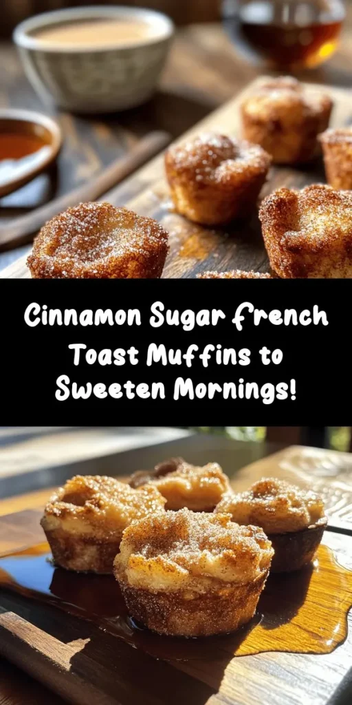 Elevate your breakfast game with these delightful Cinnamon Sugar French Toast Muffins! Perfectly sweet and coated in a cinnamon sugar topping, these muffins are made with day-old bread, eggs, and a touch of vanilla. They're super easy to prepare, ready in just 35 minutes, and great for serving warm with maple syrup or powdered sugar. Enjoy a cozy, delicious start to your day with this fun twist on classic French toast!