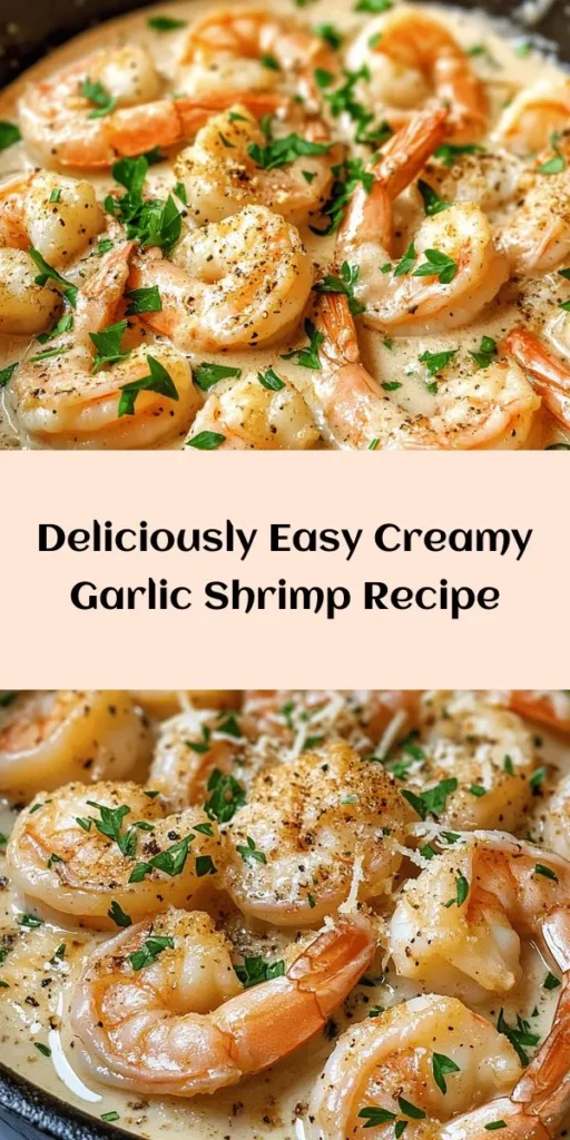 Indulge in this Easy Creamy Garlic Shrimp recipe that’s perfect for a weeknight dinner. With just a handful of ingredients, you’ll whip up succulent shrimp tossed in a rich garlic cream sauce, finished with Parmesan and a hint of red pepper flakes for that extra kick. Ready in just 15 minutes, this dish is delicious served over pasta, rice, or with crusty bread. Don’t forget to garnish with fresh parsley for that burst of flavor! Enjoy a taste of gourmet at home.