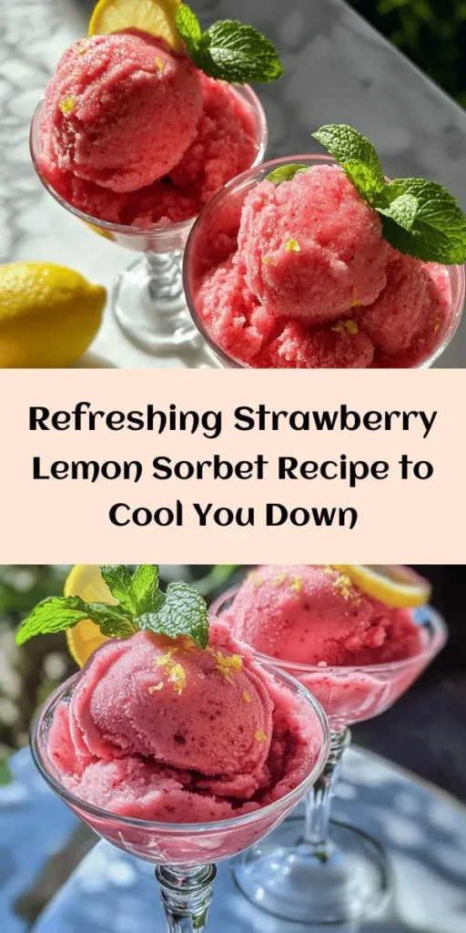 Indulge in the refreshing taste of strawberry lemon sorbet, a simple and healthy dessert that blends sweet strawberries with zesty lemon. This delightful sorbet is made from fresh ingredients, including honey or agave for natural sweetness. With just a blender and a few hours in the freezer, you can whip up this light treat that’s perfect for warm days. Serve it in dessert glasses and garnish with mint for an extra touch. Enjoy this fruity bliss!