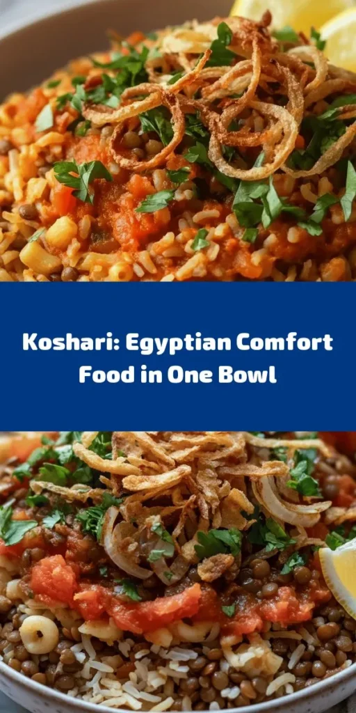 Experience the flavors of Egypt with this delicious Koshari Delight! This hearty dish combines brown lentils, basmati rice, and elbow macaroni, all topped with a rich tomato sauce seasoned with cumin, paprika, and garlic. Perfect for a family meal, it’s garnished with chickpeas, crispy fried onions, and fresh parsley. Serve with lemon wedges for a burst of freshness. Simple to prepare and full of flavor, this recipe is a must-try for your next dinner!