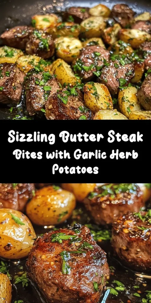 Indulge in these Sizzling Butter Steak Bites paired with Garlic Herb Potatoes for a delightful dinner experience. Juicy beef sirloin is seared to perfection and tossed in a fragrant garlic herb butter, while the baby potatoes are roasted until golden and crispy. This easy recipe offers incredible flavors and a beautiful presentation, making it perfect for any occasion. Enjoy a gourmet meal at home that’s sure to impress!