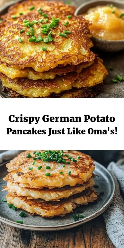 Satisfy your cravings with these deliciously crispy German Potato Pancakes! Made from simple ingredients like grated potatoes, onions, and eggs, they’re easy to whip up in just 30 minutes. Perfectly golden and crispy, these pancakes are best served hot with a side of applesauce or sour cream for dipping. Whether it’s breakfast, brunch, or a tasty snack, this recipe is sure to please everyone at the table. Try it out and enjoy a taste of tradition!