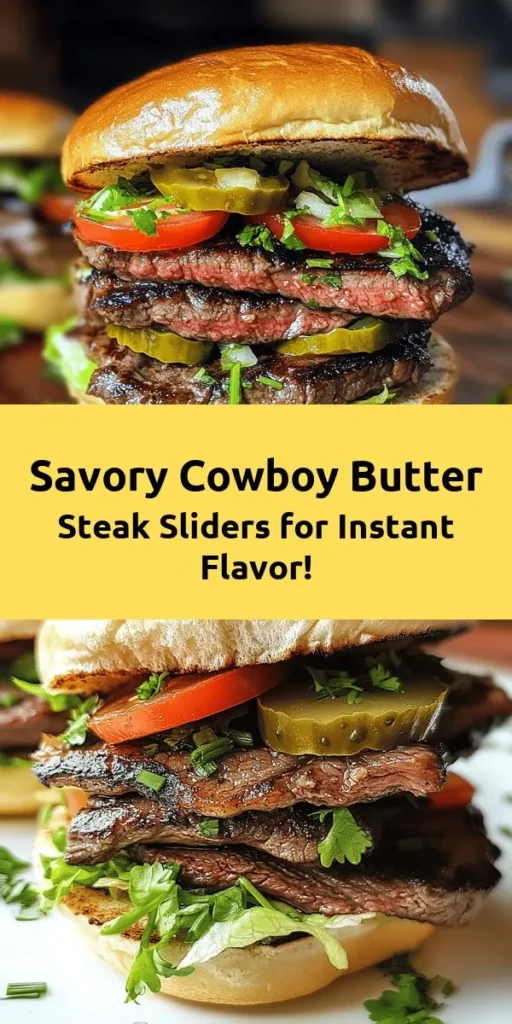 Savor the taste of the Wild West with these irresistible Cowboy Butter Steak Sliders! Juicy flank steak or sirloin is grilled to perfection and topped with homemade Cowboy Butter, bursting with flavors like garlic, herbs, and a hint of spice. Pile on your favorite toppings, like fresh lettuce, tomatoes, and cheese, all nestled in soft slider buns. Perfect for game day or any gathering, these sliders are sure to impress! Enjoy the deliciousness and share with friends!