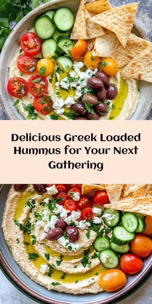 Dive into this delicious Greek Style Loaded Hummus, a perfect blend of creamy, tangy, and fresh flavors! Made with chickpeas, tahini, and plenty of healthy toppings like Greek yogurt, cherry tomatoes, cucumbers, Kalamata olives, and feta cheese, it’s a crowd-pleaser. In just 15 minutes, you can whip up this vibrant dish, ideal for parties or as a nutritious snack. Serve it with pita chips or fresh veggies and enjoy every bite!