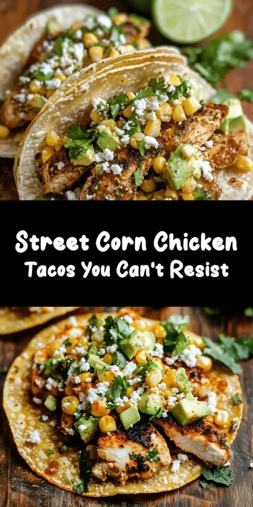 Get ready to indulge in Crazy Good Street Corn Chicken Tacos! This flavorful dish features juicy, seasoned chicken thighs paired with a creamy street corn mix that includes fresh corn, mayonnaise, sour cream, lime, and cotija cheese. Wrapped in warm corn tortillas and topped with fresh cilantro, these tacos are a treat for any meal. Perfect for gatherings or a cozy night in, enjoy the burst of flavors in every bite!