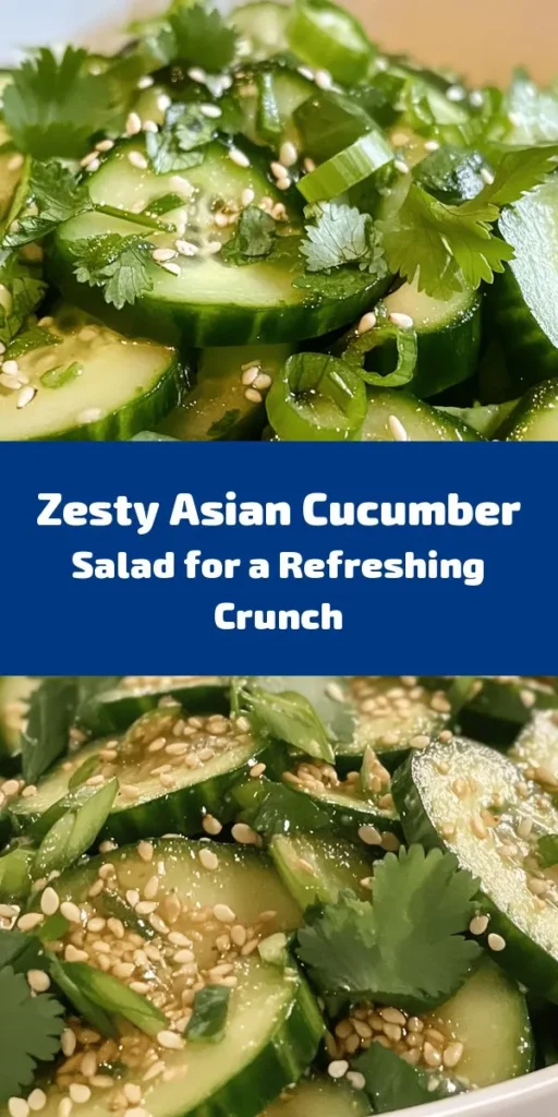 Discover a burst of flavor with this Crunchy Refreshing Asian Cucumber Salad! Featuring thinly sliced cucumbers marinated in a zesty dressing of rice vinegar, soy sauce, and sesame oil, this salad is a perfect balance of crunch and tang. Enhanced with garlic, ginger, and a sprinkle of chili flakes, it’s topped with toasted sesame seeds and fresh cilantro for that vibrant finish. Quick to prepare and incredibly refreshing, it's the ideal side dish for any meal!