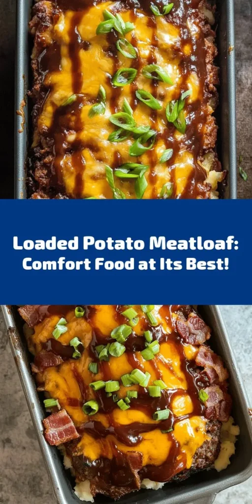 Discover the ultimate comfort food with this Loaded Potato Meatloaf recipe! Juicy ground beef is combined with creamy mashed potatoes, cheesy goodness, and crispy bacon for a mouthwatering twist on a classic dish. Easy to make and perfect for family dinners, this meatloaf is baked to perfection and garnished with fresh green onions. Serve it with BBQ sauce for an added kick. A satisfying meal that everyone will love!