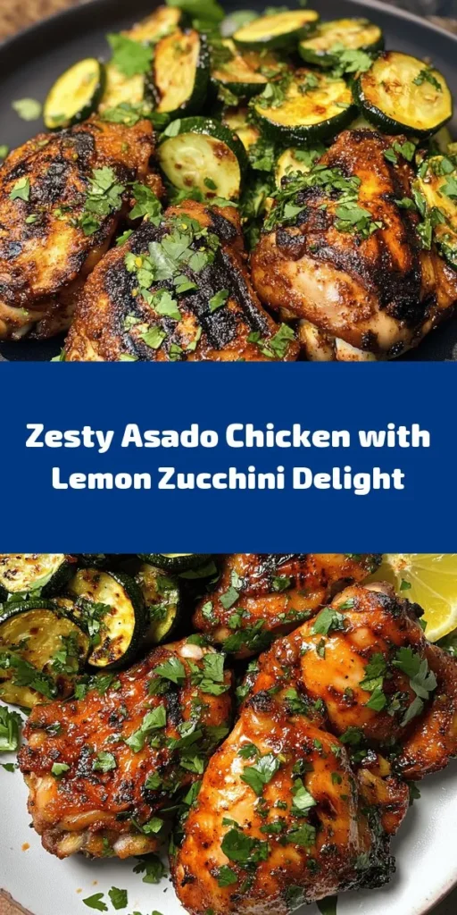 Elevate your meal with this delicious Asado Chicken paired with zesty sautéed lemon zucchini. Marinated in a flavorful blend of garlic, smoked paprika, and lime, the juicy chicken thighs are a surefire hit. The sautéed zucchini, infused with lemon zest and garlic, adds a bright and refreshing side. Perfect for a weeknight dinner or weekend gathering, this recipe is simple yet impressive. Enjoy a burst of flavor in every bite!